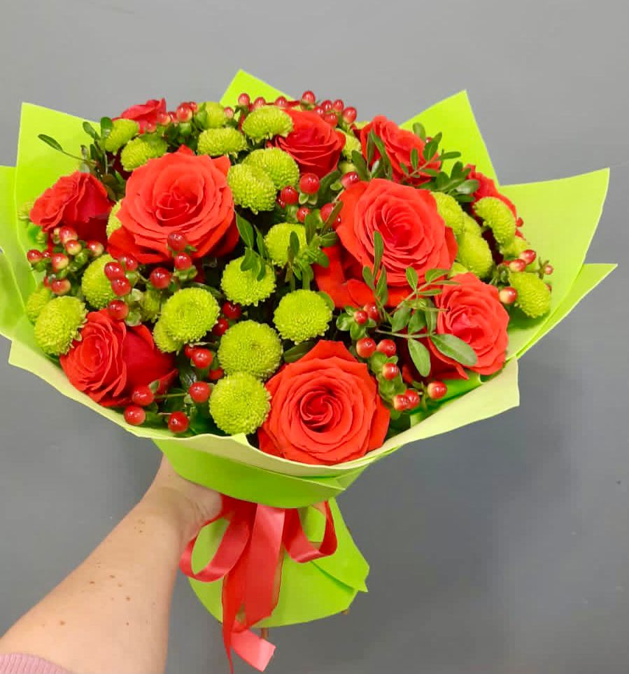 Букет цветов из: Хризантемы и Розы в Знаменке Тамбовской области