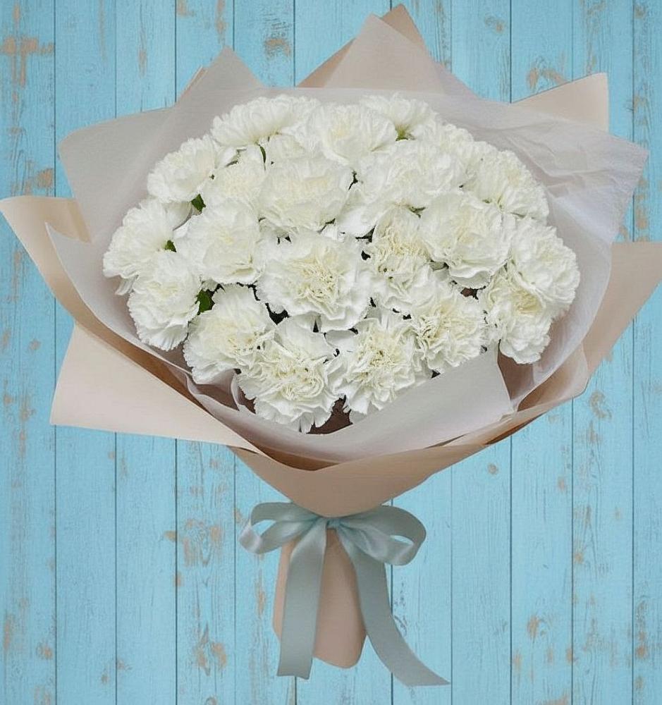 Букет Хрустальное утро в Знаменке Тамбовской области Букет цветов из: Гвоздики в Знаменке Тамбовской области