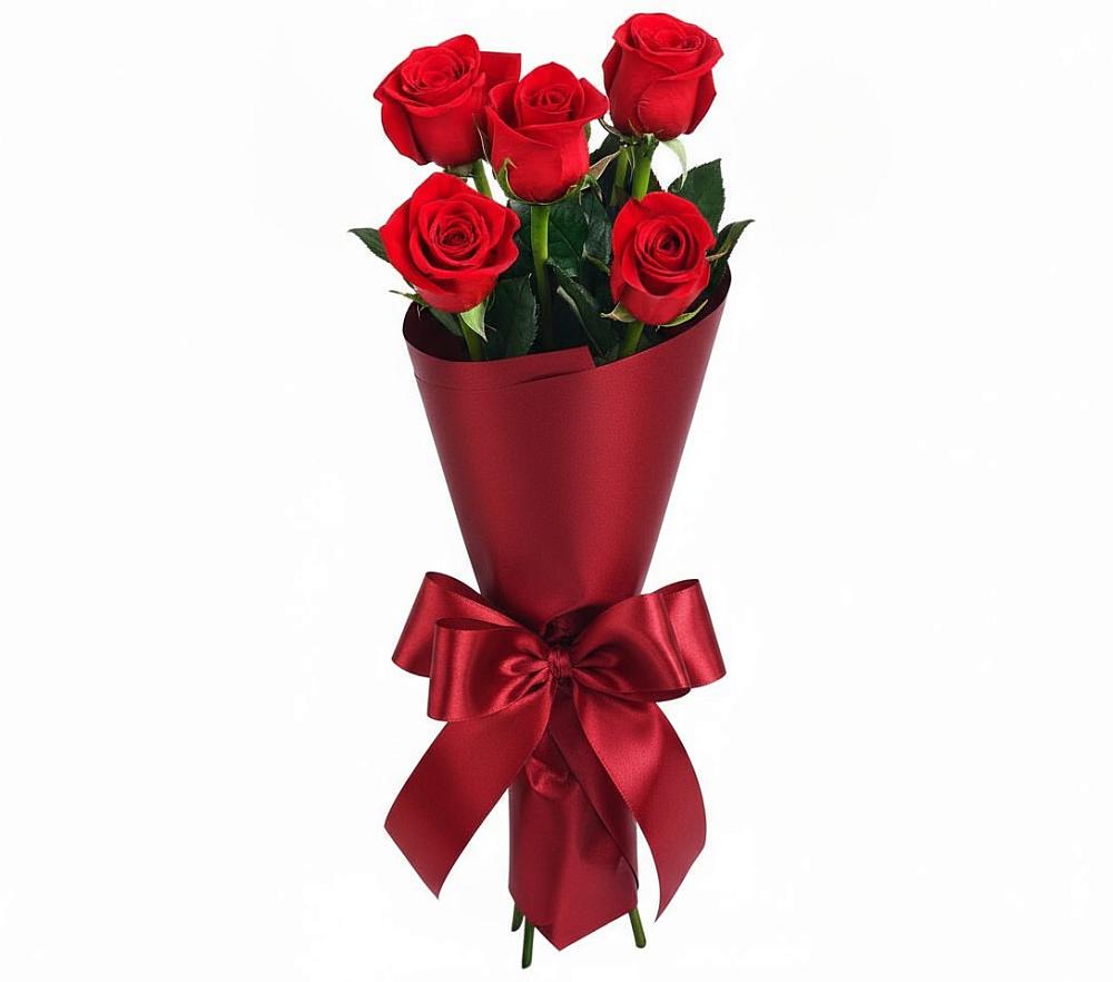 5 Красных роз Эдлесс Лав в Знаменке Тамбовской области Букет 5 Красных роз Эдлесс Лав в Знаменке Тамбовской области