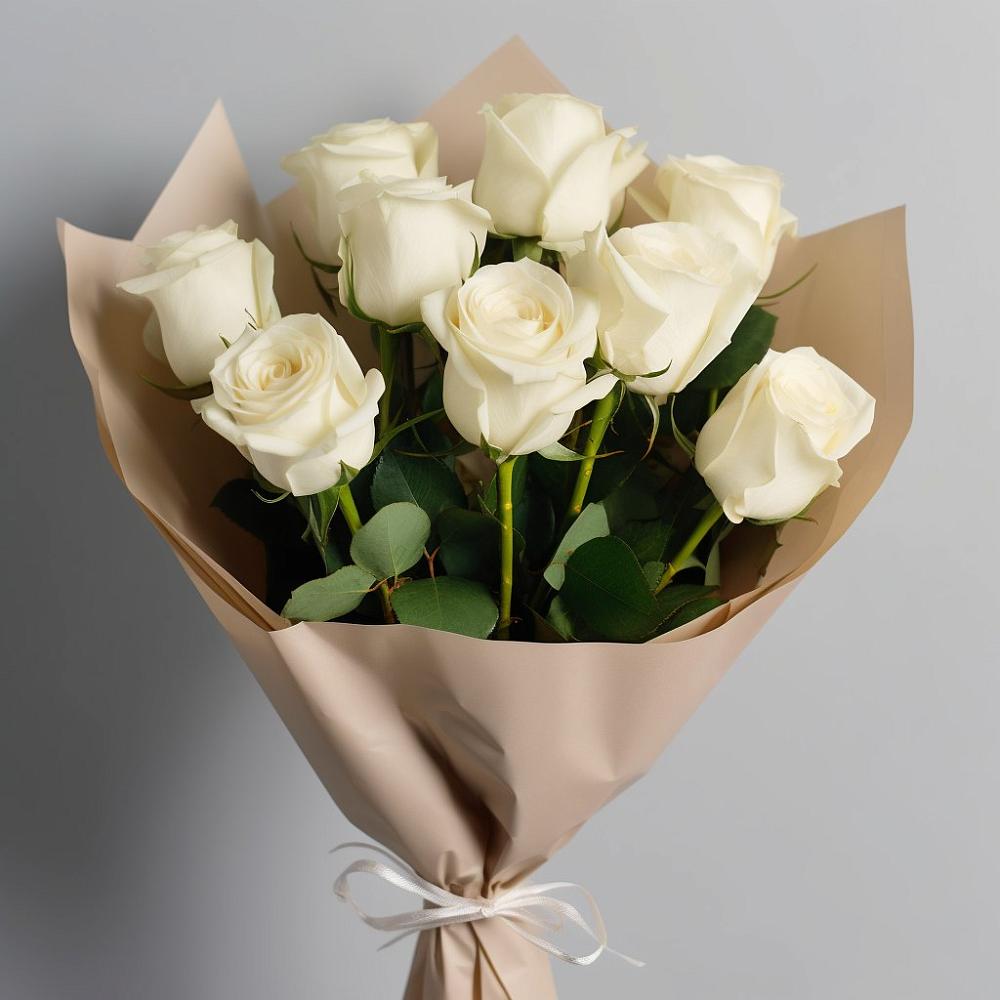 9 Белых роз Эдлесс Лав в Знаменке Тамбовской области Букет 9 Белых роз Эдлесс Лав в Знаменке Тамбовской области