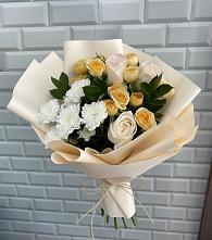 Букет цветочный вальс в Знаменке Тамбовской области Букет цветов из:  Розы и Хризантемы в Знаменке Тамбовской области