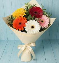 Букет праздник в Знаменке Тамбовской области Букет цветов из:  Герберы в Знаменке Тамбовской области