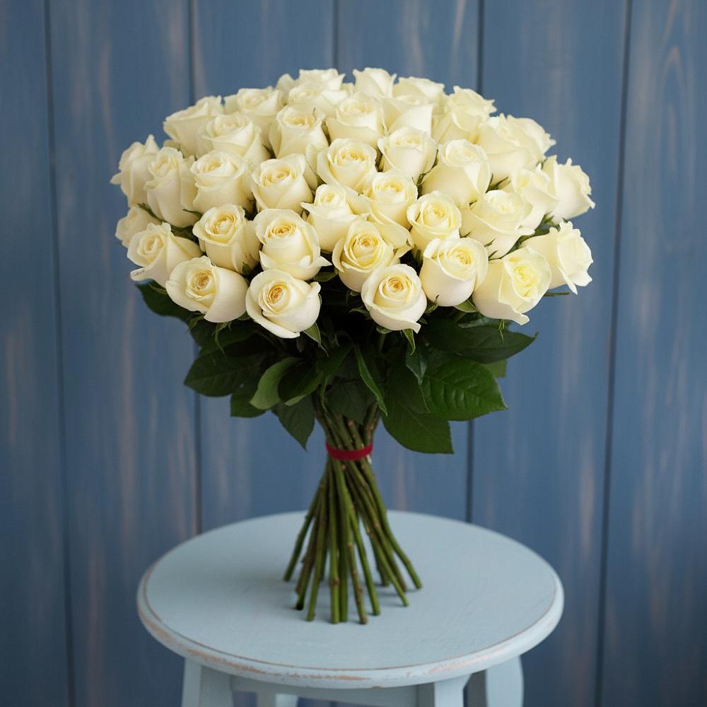51 Белая роза Эдлесс Лав в Знаменке Тамбовской области Букет 51 Белая роза Эдлесс Лав в Знаменке Тамбовской области