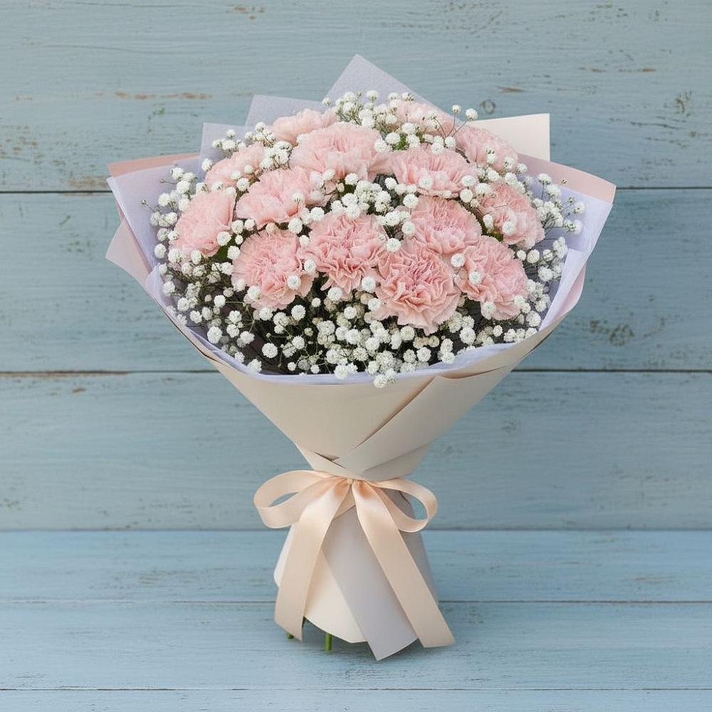 Букет Нежность рассвета в Знаменке Тамбовской области Букет цветов из: Гвоздики в Знаменке Тамбовской области