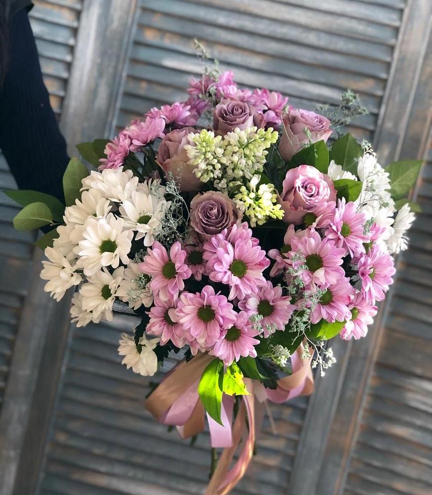 Букет цветов из: Хризантемы и Розы в Знаменке Тамбовской области