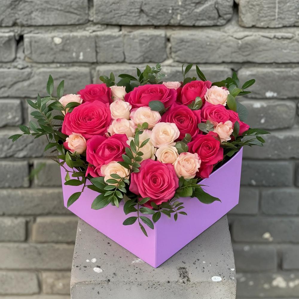 Композиция моя любовь в Знаменке Тамбовской области Цветочная композиция из Розы в коробке в Знаменке Тамбовской области