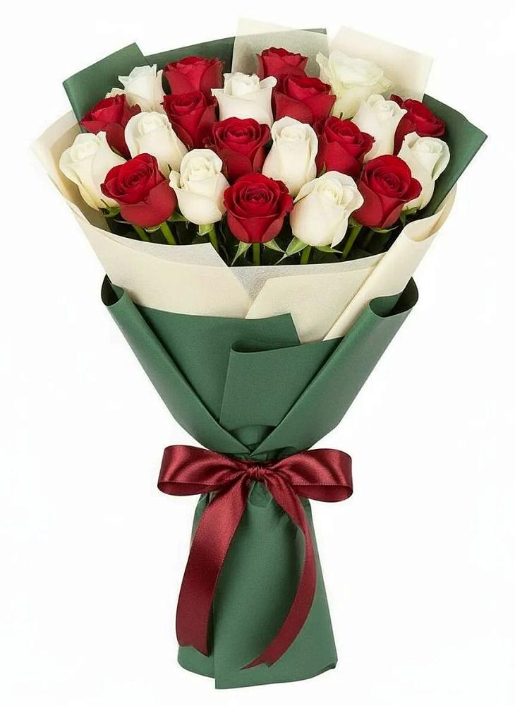 Микс из красных и белых роз в Знаменке Тамбовской области Букет Микс из красных и белых роз в Знаменке Тамбовской области