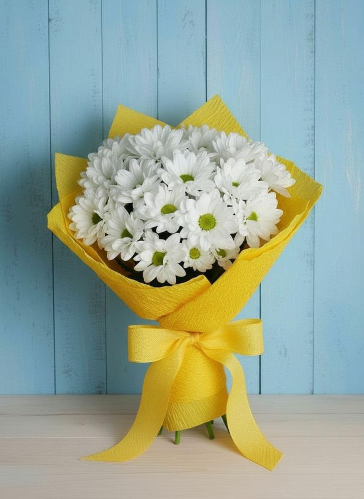 Букет Застенчивые лепестки в Знаменке Тамбовской области Букет цветов из: Хризантемы в Знаменке Тамбовской области