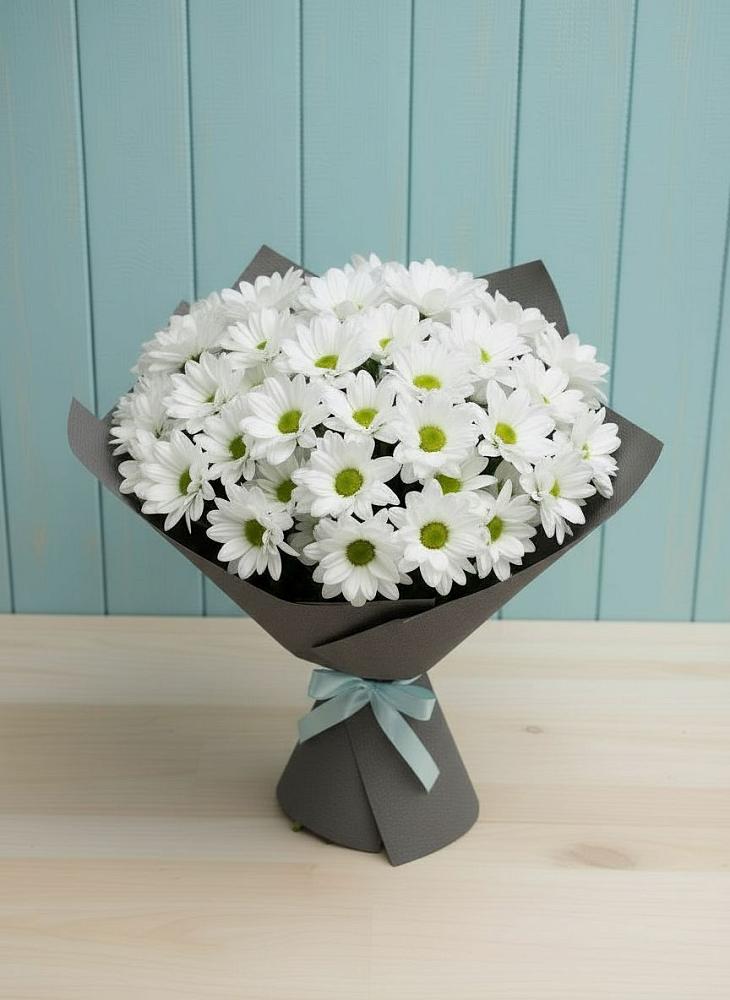 Букет белые хризантемы в Знаменке Тамбовской области Букет цветов из: Хризантемы в Знаменке Тамбовской области