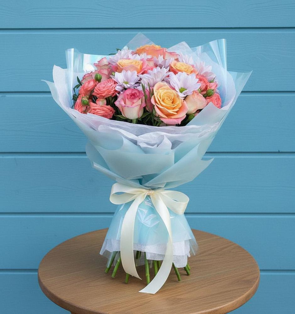 Букет цветов из: Хризантемы и Розы в Знаменке Тамбовской области