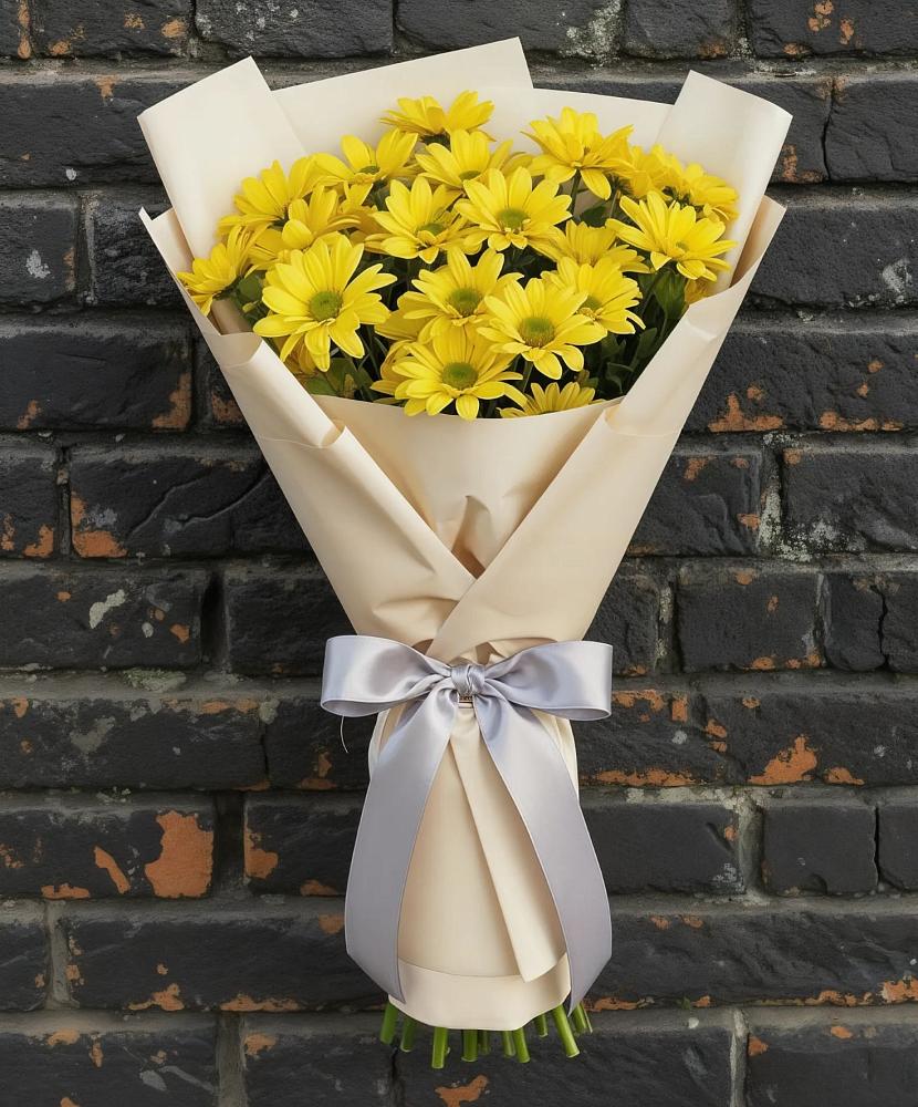 Букет Желтое настроение в Знаменке Тамбовской области Букет цветов из: Хризантемы в Знаменке Тамбовской области