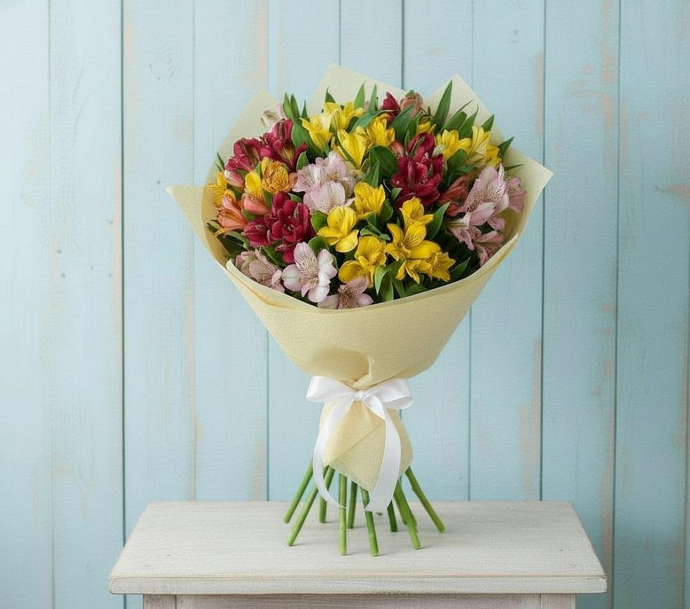 Букет Летние краски в Знаменке Тамбовской области Букет цветов из: Альстромерии в Знаменке Тамбовской области