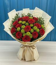 Букет Стихотворение в Знаменке Тамбовской области Букет цветов из:  Розы и Хризантемы в Знаменке Тамбовской области